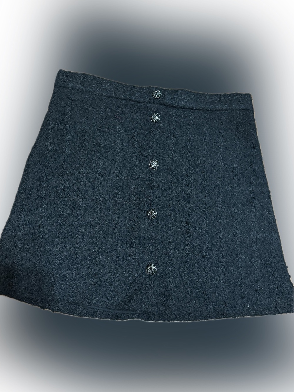H&M black A-line textured skirt with silver beaded buttons- 12 NWT